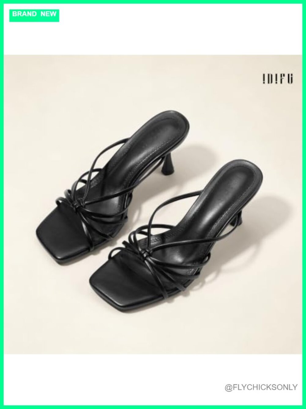 Kitten Heels Strappy Square Toe Slip On Low Heel Sandals - Picture 4 of 5